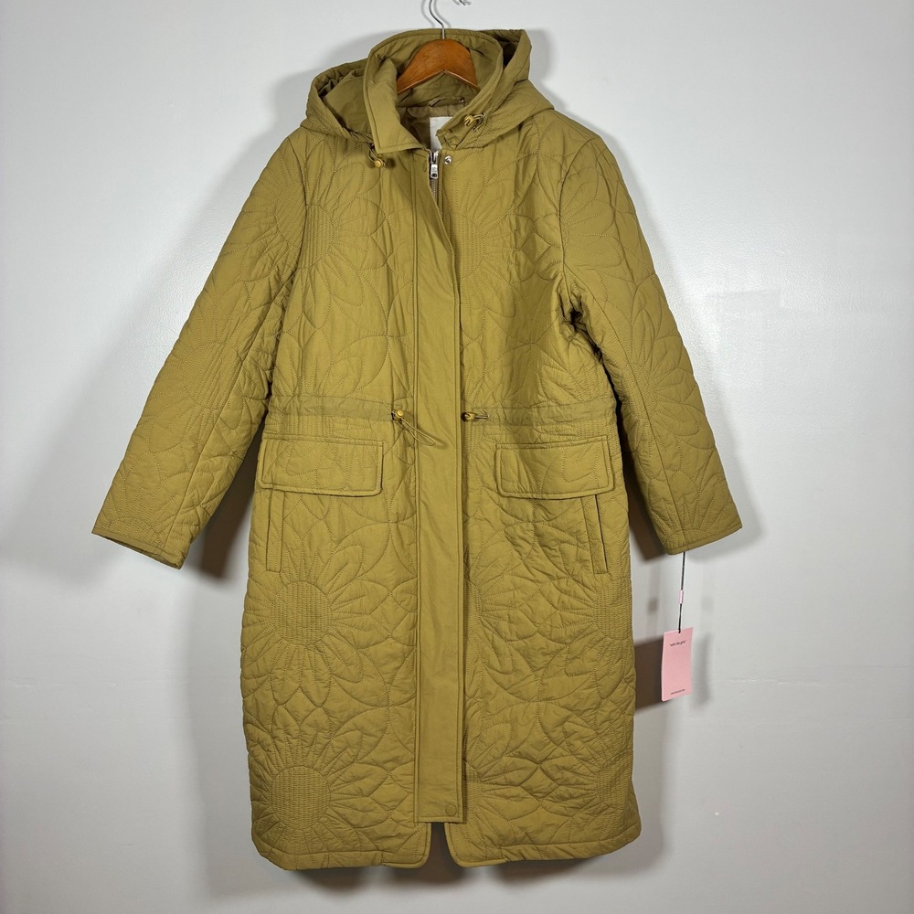 Avec Les Filles Quilted Jacket 1X Floral Longline Hooded Boho Earthy Fall Cozy